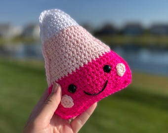 Candy Corn Halloween Plush, Home Decor, Halloween Decorations, Pink Candy Corn, Pink Halloween, Halloween Baby Photography Prop, Crochet