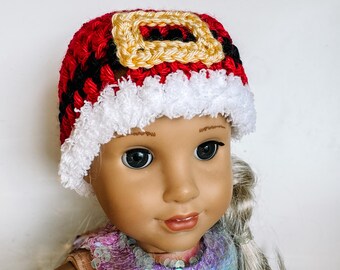 Doll Santa Hat, Christmas Hat 18 Inch Doll, Stocking Stuffer, Santa Claus, Doll Accessories