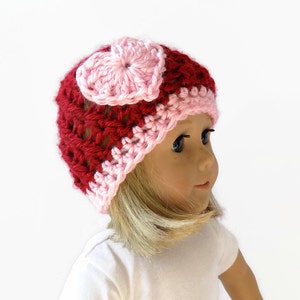 18 Inch Doll Hat - AG Doll Beanie - Valentine&#39;s Day Hat - Doll Clothes