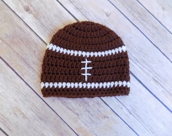 Baby Football Hat, Football Beanie, Sports Hat, Baby Boy Beanie, Crochet, Knit, Football Season