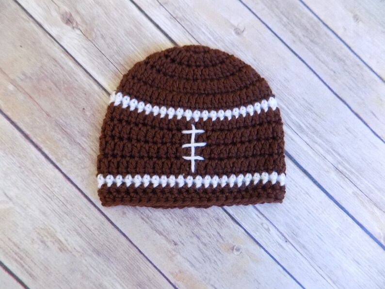 Baby Football Hat, Football Beanie, Sports Hat, Baby Boy Beanie, Crochet, Knit, Football Season image 1