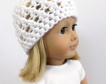White Doll Hat, 18 Inch Doll Hat, Doll Clothing
