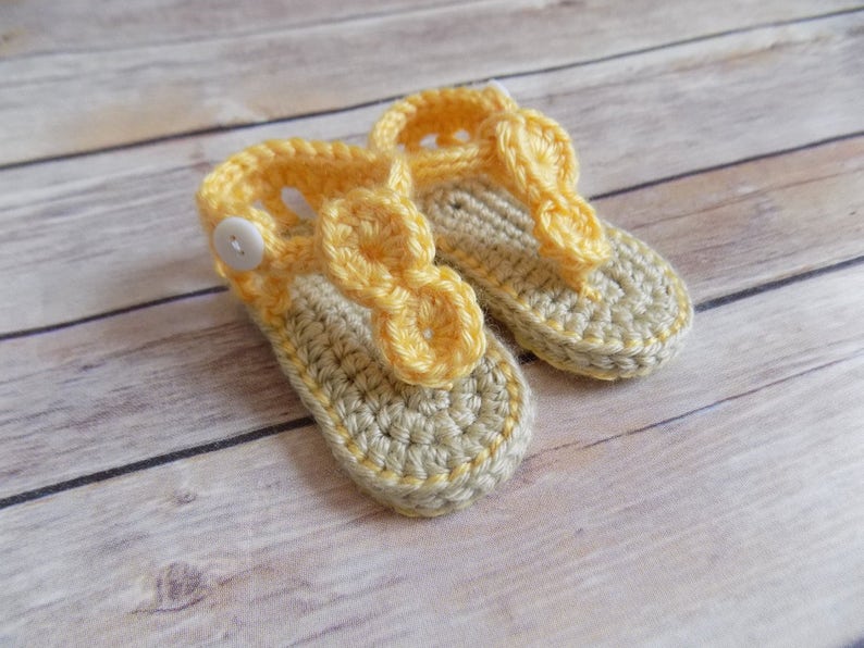Baby Sandals, Crochet Baby Flip Flops, Crochet Baby Shoes, Newborn Baby Sandals, Baby Girl Sandals, Knit Baby Shoes, Baby Girl Flip Flops Yellow
