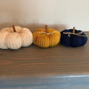 Knit Pumpkins, Handmade Pumpkin Decor, Home Decor, Fall Decorations, Halloween Decorations, Table Settings, Thanksgiving, Rustic image 2