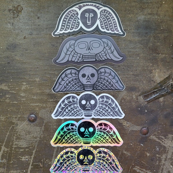 Old New England Death's Head/Soul Effigy Stickers - 7 Varieties!