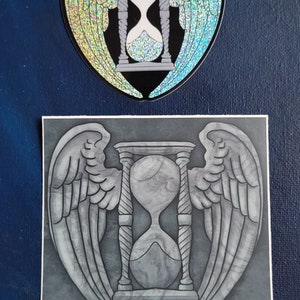 Tempus Fugit Winged Hourglass Sticker - Time Flies (2 Variations)