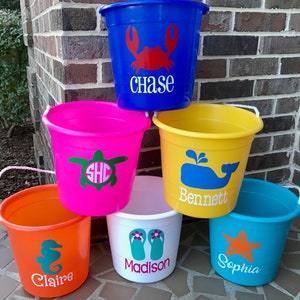 Personalized Rope Pail Bucket for Girls and Boys; Perfect for the Beach or Pool; Birthday/Easter Gift; 10 Pail Colors; Many Design Options