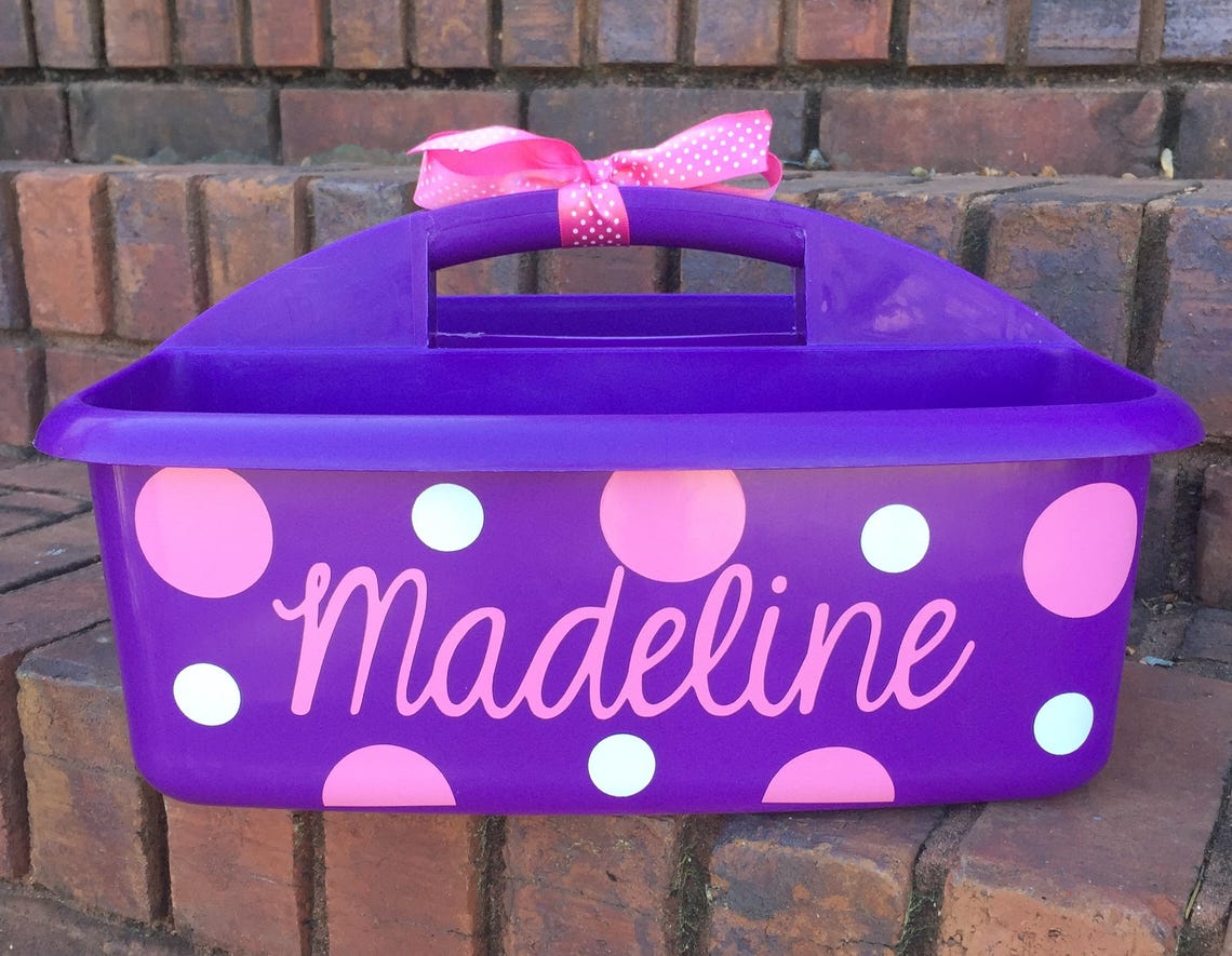 Personalized Navy Shower Caddy With Eagle Polka Dots With - Etsy