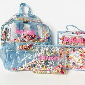 SALE | 3 Piece Personalized Little Letters Confetti Backpack, Lunchbox & Pouch; Back to School for Girls | Confetti Backpack Set for Girls