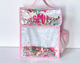 SALE | Be A Gem Personalized Confetti Clear Lunch Bag | Back to School; Great for girls of all ages