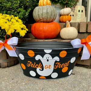Ovaler Halloween-Eimer; Süßes oder Saures Großer Süßigkeits-Eimer; Halloween-Eimer; Mehrere Eimerfarben und -designs zur Auswahl
