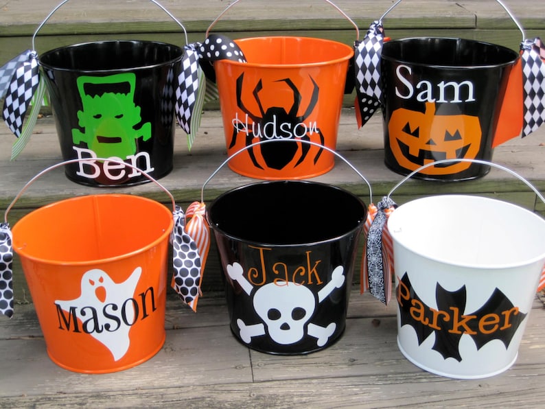 Personalized Black 5QT Halloween Trick or Treating Bucket With Etsy
