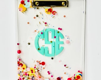 Personalized Celebrate Every Day Confetti Acrylic Clipboard;Girl Gift;Dorm,Camp,Grad,Birthday, Teacher Gift;Christmas Gift