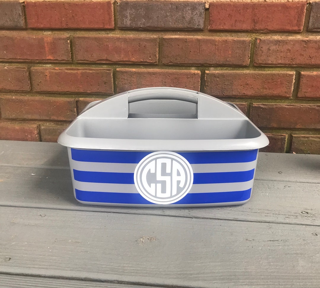 Personalized Shower Caddy With Stripes and Initial/initials Graduation