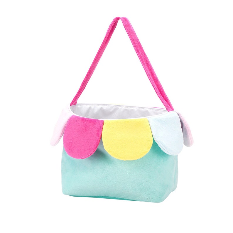 Monogrammed Flower Easter Basket in Aqua Hot Pink Yellow and White;Great Baby Shower Gift; Girl Easter Basket;Toddler Easter Basket