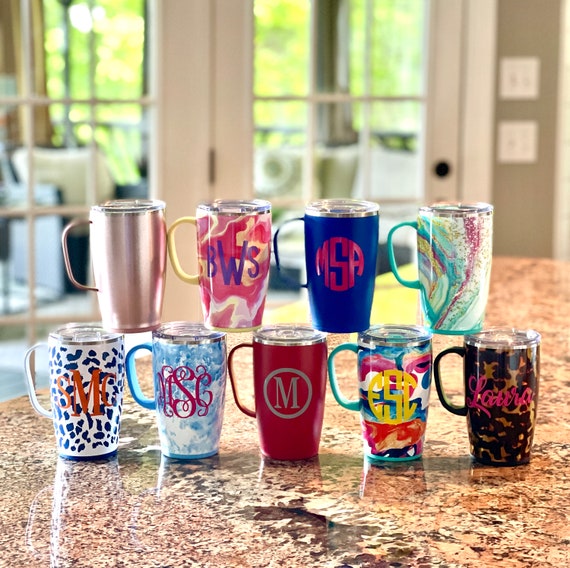Personalized SWIG Coffee tea Mugs 9 Assorted Colors or Patterns to