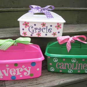 Personalized Shower Caddy with Name & Design of your Choice; Birthday Gift; Organize Crafts; Great Teacher Gift Too ; 8 Caddy Color Options