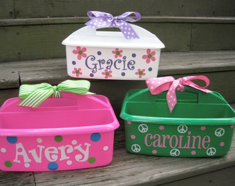 Personalized Shower Caddy with Name & Design of your Choice; Birthday Gift; Organize Crafts; Great Teacher Gift Too ; 8 Caddy Color Options