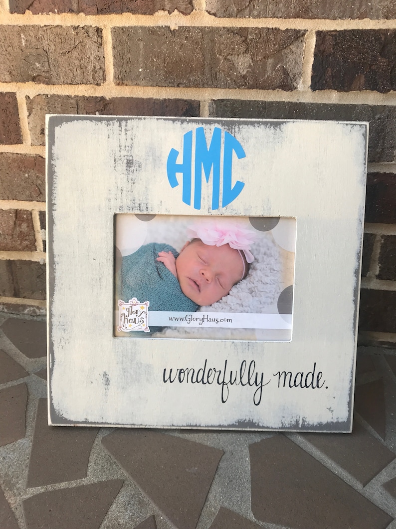 Personalized Wonderfully Made Picture Frame; Perfect Baby Shower Gift; Take to the Hospital Gift