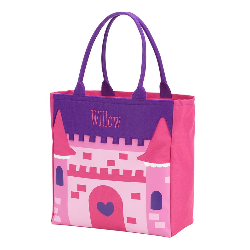 Monogrammed Pink and Purple Princess Castle Halloween Bag; Great for Little Girls; In stock /& ready to monogram and ship out