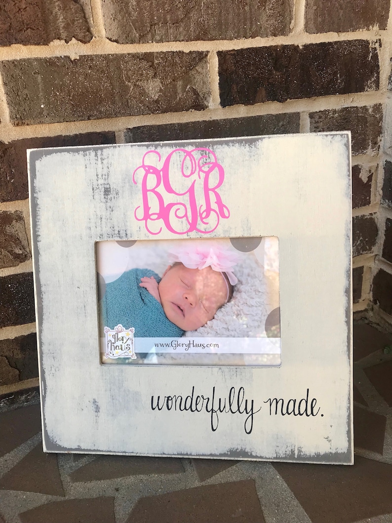 Personalized Wonderfully Made Picture Frame; Perfect Baby Shower Gift; Take to the Hospital Gift