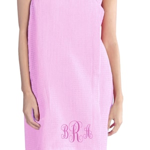 Monogrammed Waffle Weave Showers Wraps; Perfect for College Girls; Graduation Present or Summer Camp; Bridesmaid Gift