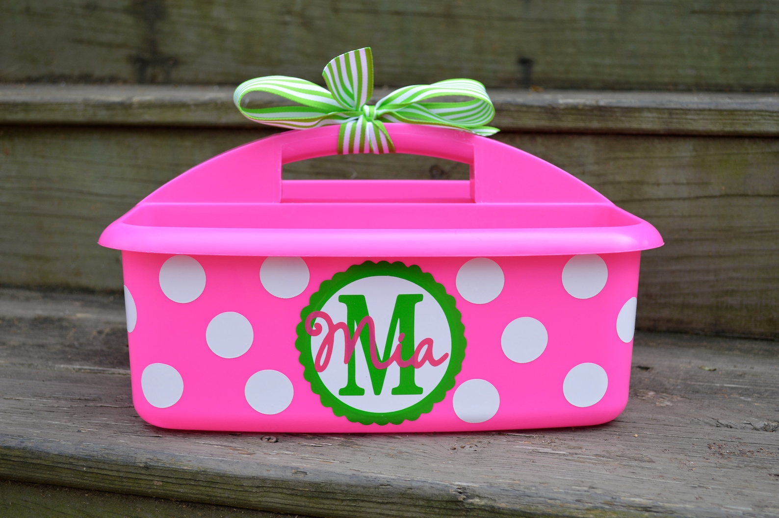 Personalized Hot Pink Shower Caddy With Polka Dots With Etsy