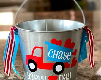 Boy or Girl Personalized 5QT Valentine Bucket; Several Designs to Choose From; Teacher Gift; Some Buckets Ready to Ship