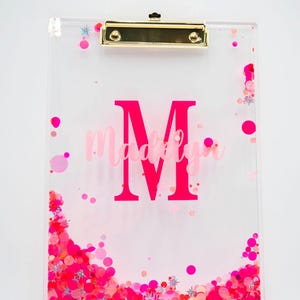 Personalized Sweet Tart Confetti Acrylic Clipboard;Great Girl Gift of All Ages; Dorm/Desk/Camp/Grad/Teachers;Birthday Gift & Christmas Gift