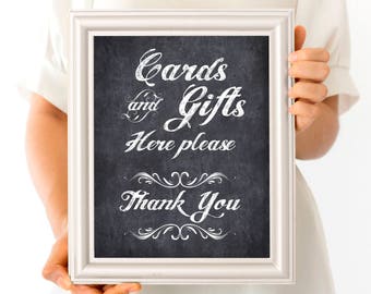 wedding sign for cards and gifts - printable - faux chalkboard wedding signage reception decoration card box diy gift table instant download