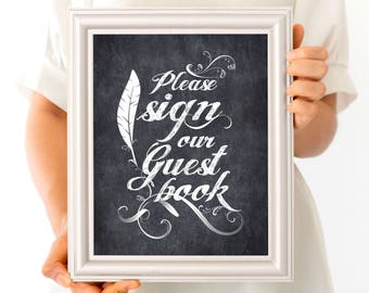 DIY Printable Wedding Chalkboard Please Sign Our Guestbook - Etsy