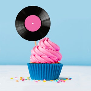 Schallplatte Party Kreise - Partydekoration zum Ausdrucken - Cupcake Topper, Tanzgeburtstag, Partydeko, Retro Hochzeit, Rock'n'Roll