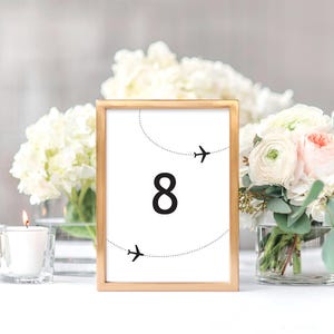 Números de mesa para viajes en avión - archivo imprimible - Ven a volar conmigo, boda de aviación, Ven a volar conmigo, decoración de tarjetas de mesa para bodas de destino
