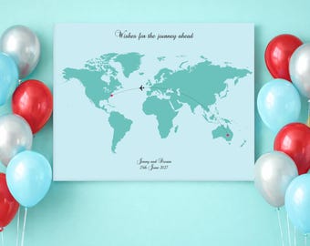 custom wedding guest book map - printable poster file - keepsake map, world wedding map, destination wedding, signature guestbook - come fly