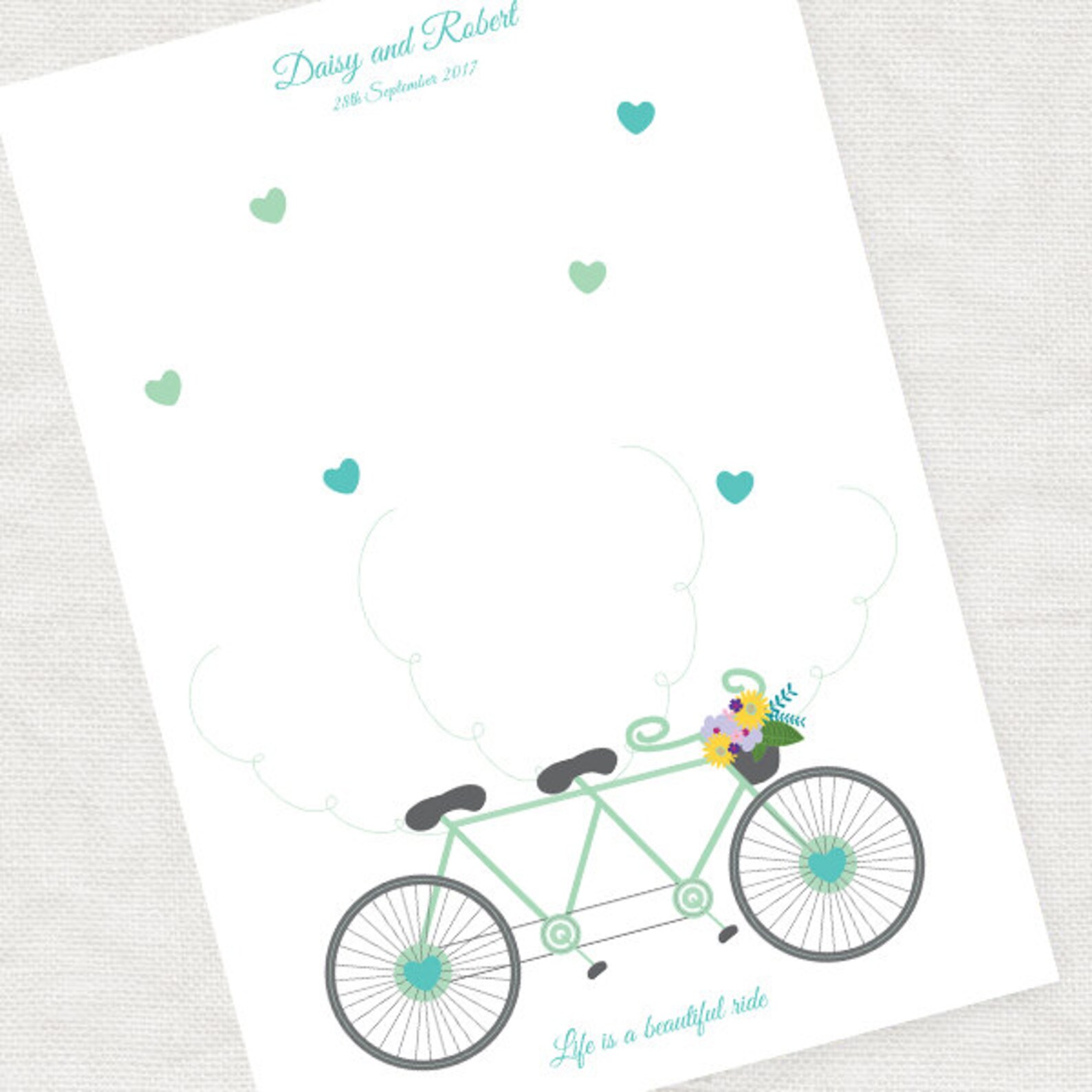 Tandem Bike Wedding Fingerprint Guest Book Printable File | Etsy