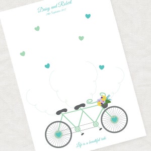 Tandem Bike Wedding Fingerprint Guest Book PRINTABLE Bicycle Wedding ...