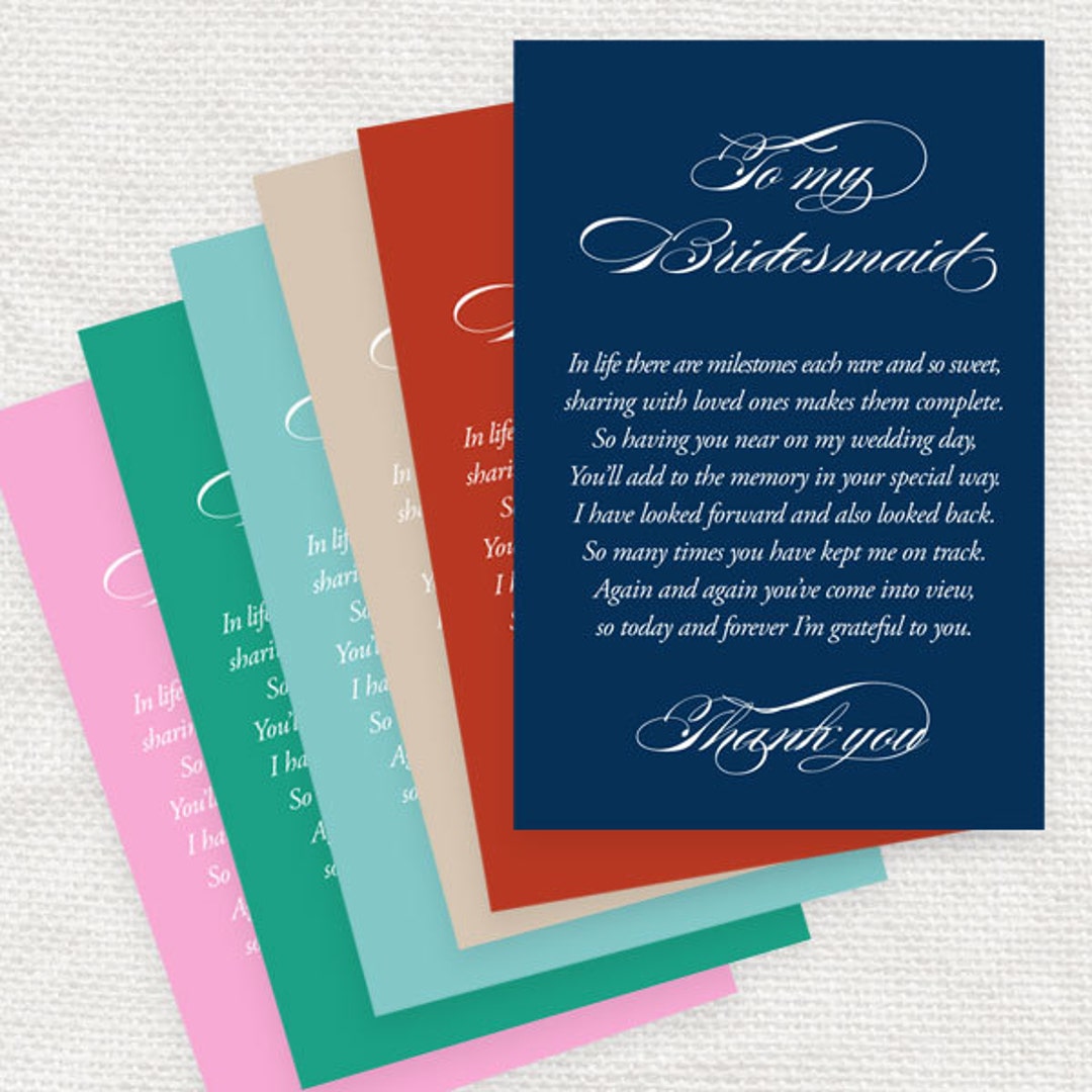 Bridesmaid Thank You Tags Printable File Download Green, Turquoise, Pink, Navy Blue, Red and ...