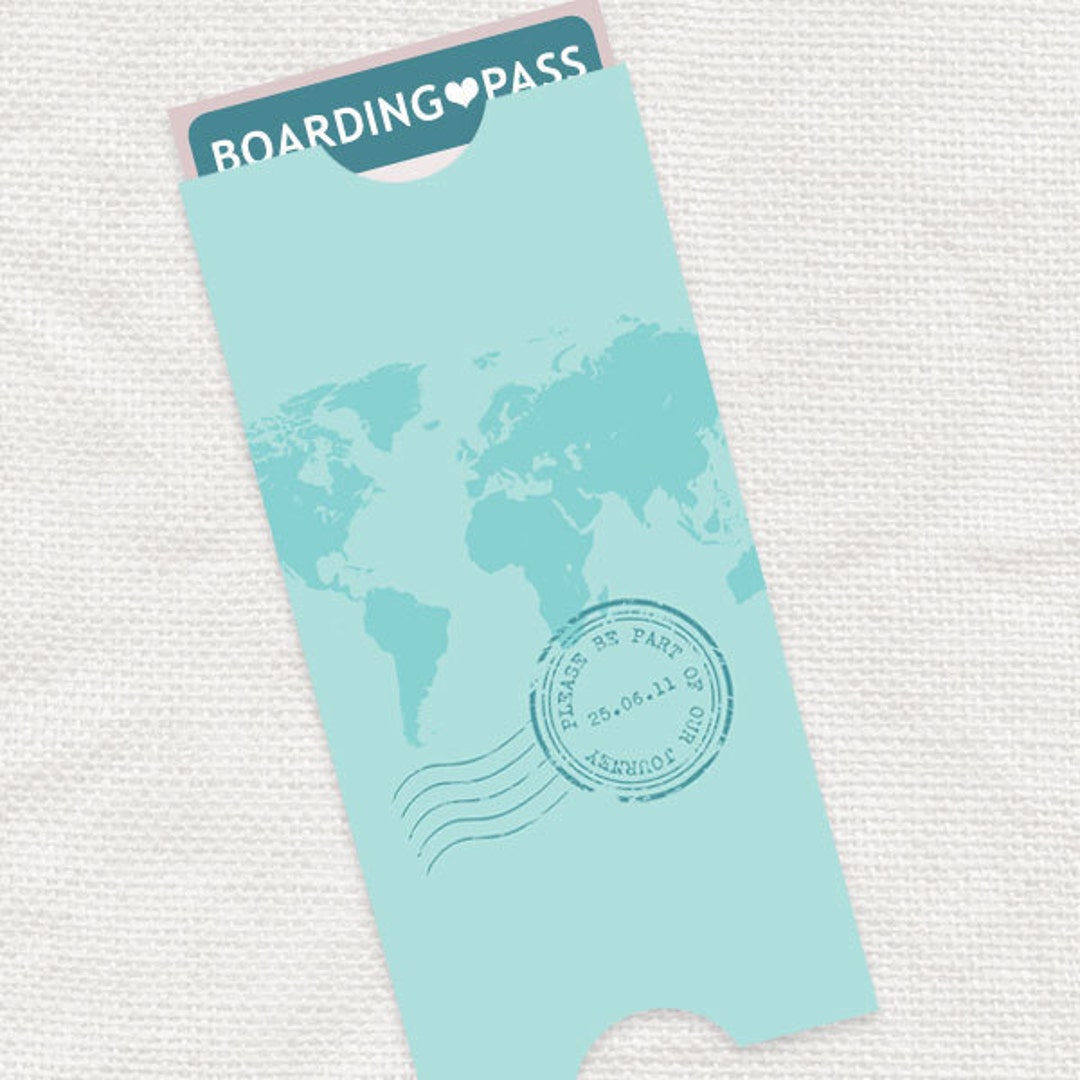 Map Boarding Pass Travel Pouch Envelope Printable File Destination