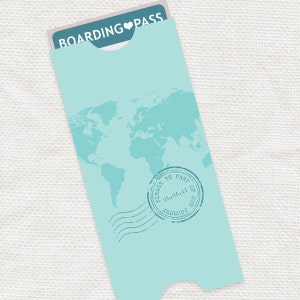 Carte carte d'embarquement pochette de voyage enveloppe - fichier imprimable - mariage à destination porte-billet personnalisé timbre du monde bricolage personnalisé