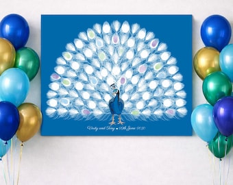 Printable Fingerprint Guest Book Poster – Peacock Wedding Guest Book – Printed Option Available