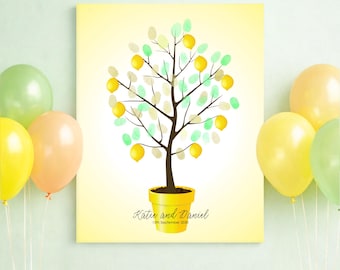 Lemon Tree Fingerprint Guest Book Alternative – Wedding, Baby Shower or Celebration Poster