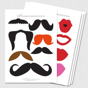 26 Printable Photo Booth Props - Printable File - Moustache on Stick ...