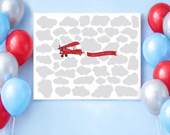 Biplane Signature Guest Book Alternative – Baby Shower or Naming Day Poster