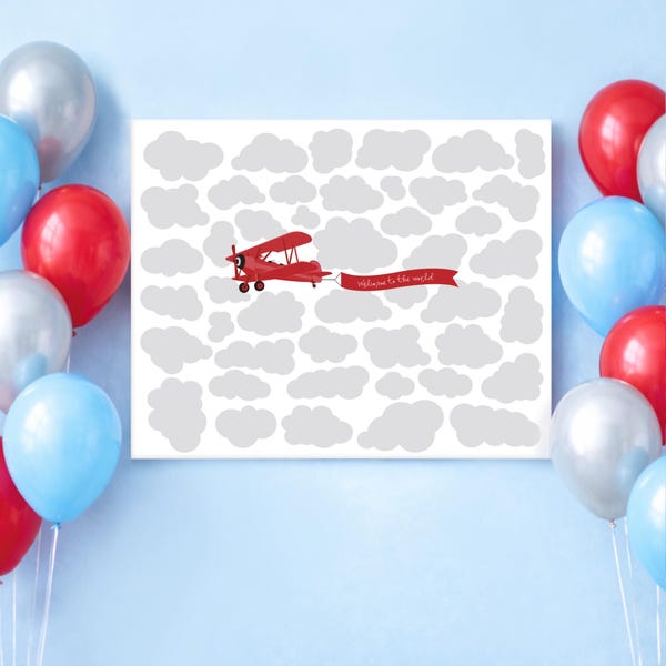 Biplane Signature Guest Book Alternative – Baby Shower or Naming Day Poster