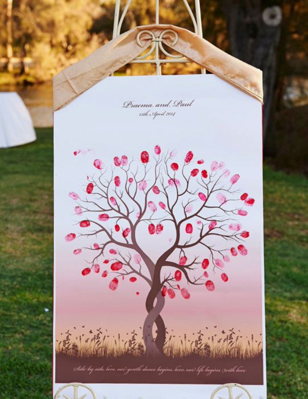 Arbre à Empreintes Digitales DIY - 2 Toiles 30x40 Cm + Tampons Encreur | Livre D'Or Mariage Anniversaire Invités