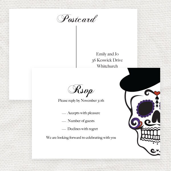 Sugar skulls wedding invitation printable file Dia de los | Etsy