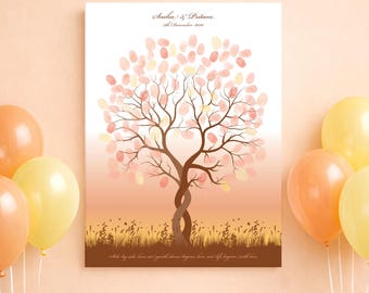 Libro de firmas de boda imprimible con huellas dactilares – Alternativa al libro de firmas de árbol entrelazado – Opción impresa disponible
