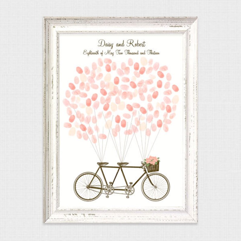 Tandem Bicycle Fingerprint Guest Book Printable File - Etsy