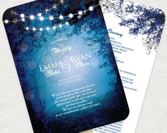 woodland wedding decor wedding ceremony program fan - diy PRINTABLE file - order of service fan, enchanted forest wedding, magical wedding