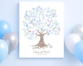 Whimsical Wedding Fingerprint Tree Guest Book Alternative – Celebration Poster